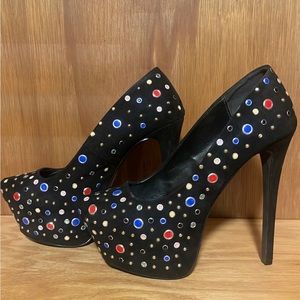 Black jeweled  heels